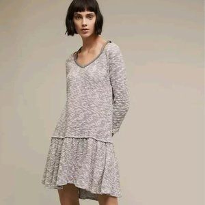 Anthropologie Saturday Sunday Gray Heathered Anka Ruffled Tunic Dress